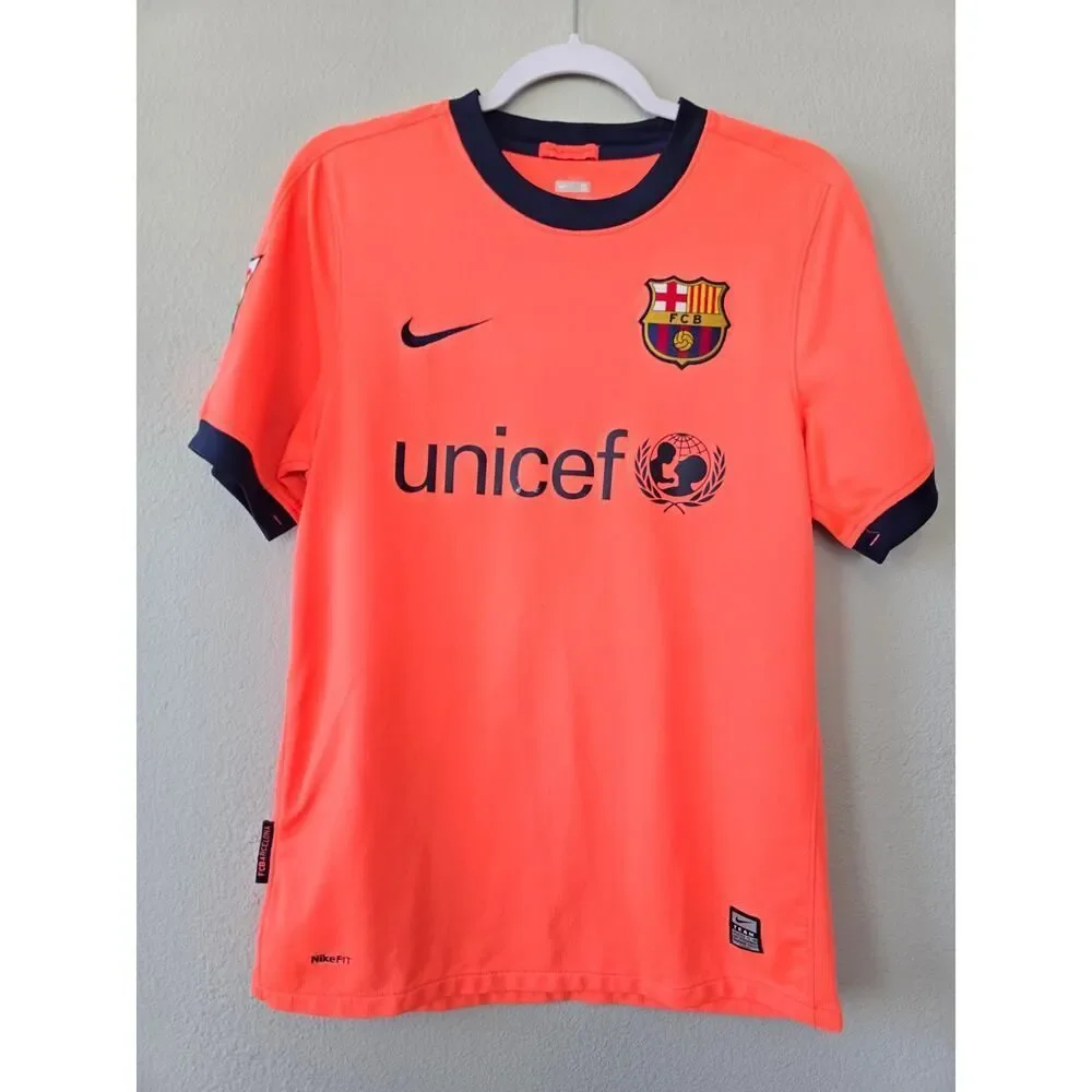 Nike FC Barcelona Messi 10 2009 Away Jersey Orange Shirt Size S Vintage Y2K